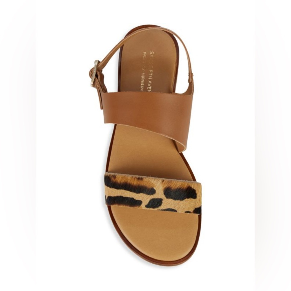 Saks Fifth Avenue Faux-Fur Animal-Print Strap Slingback Sandals